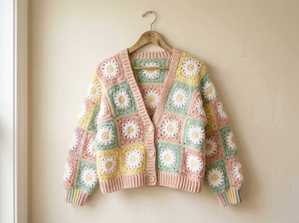 Pastel Daisy Granny Square Cardigan